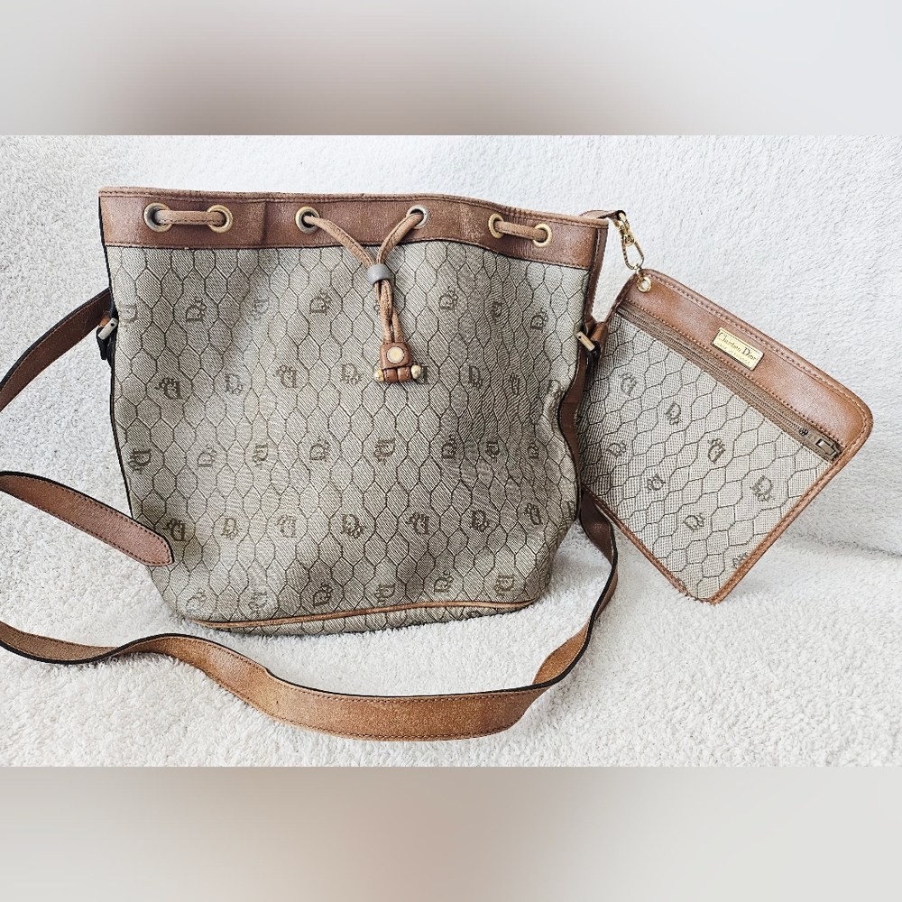 Vintage Dior Honeycomb Bucket Drawstring Bag